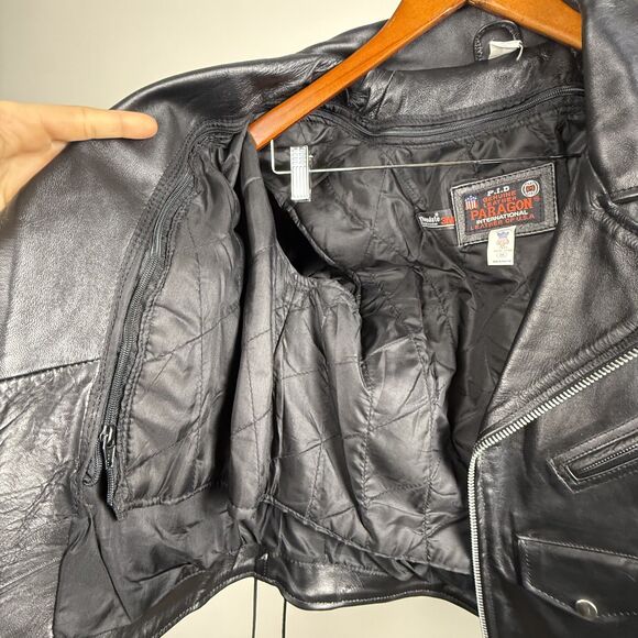 Vintage 80s 90s Leather Black Biker Moto Jacket, Paragon,Thinsulate Tassel Style - Picture 8 of 15
